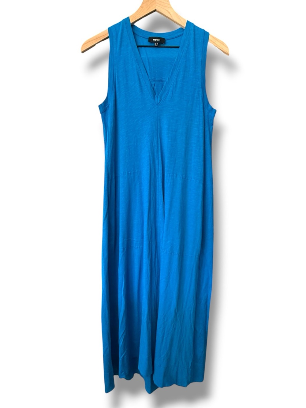 Me+Em 100% Cotton Blue‎ Sleeveless V-Neck Flowy Maxi Summer Dress Size 4